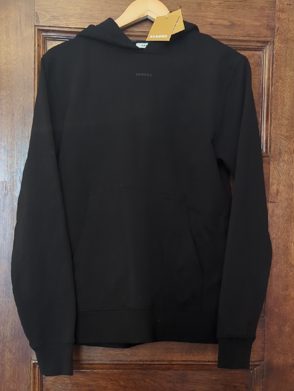 NWT Sandro Black Logo Hoodie Pullover Sweatshirt Size XS
